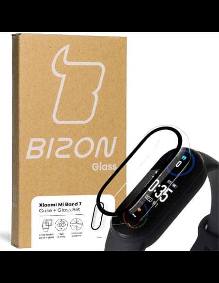 Bizon Caz Caz + Set de Sticlă Xiaomi Mi Band 7 clar