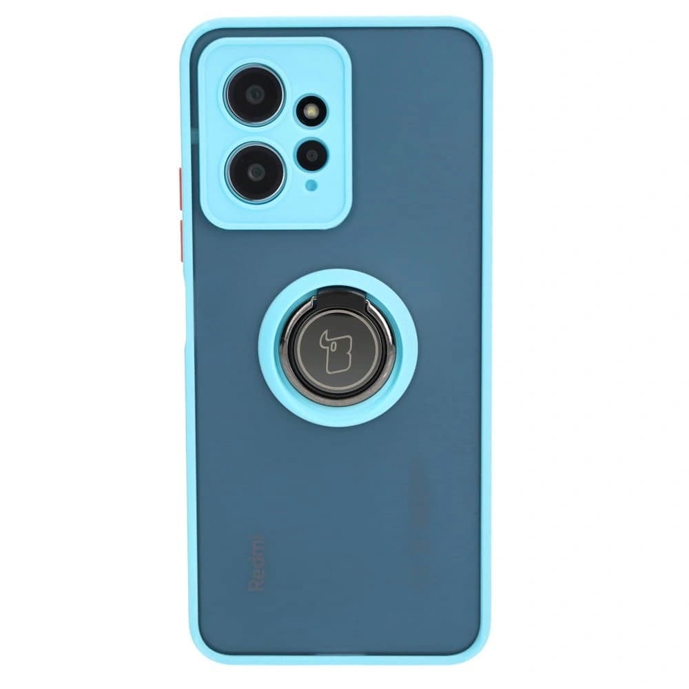 Bizon Case Hybrid Ring Xiaomi Redmi Note 12 4G rauchig mit einem hellblauen Rahmen - 2