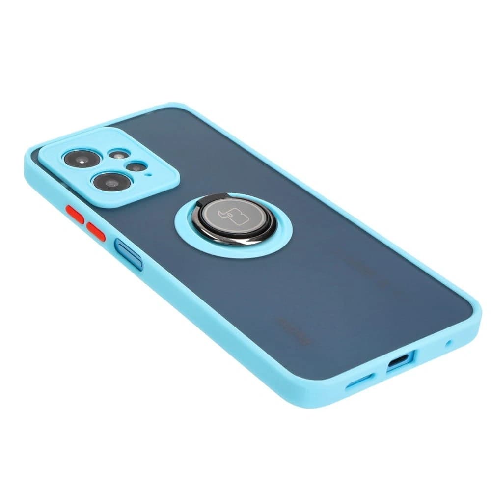 Bizon Case Hybrid Ring Xiaomi Redmi Note 12 4G rauchig mit einem hellblauen Rahmen - 4
