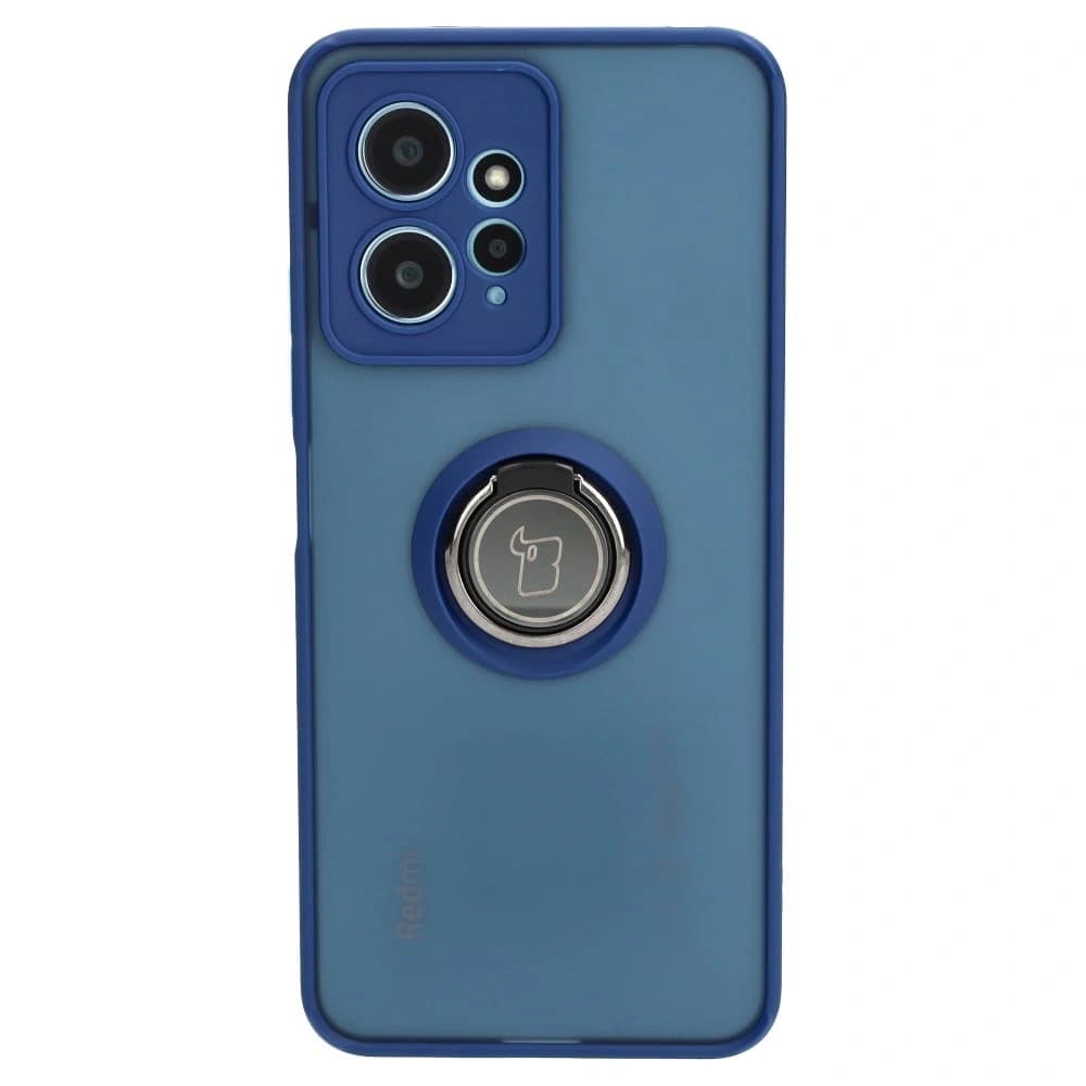 Bizon Case Hybrid Ring Xiaomi Redmi Note 12 4G rauchig mit einem navyblauen Rahmen - 2