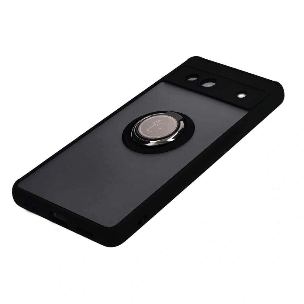 Etui s úchytem na prst Bizon Case Hybrid Ring pro Google Pixel 7A kouřové s černým rámečkem - 3