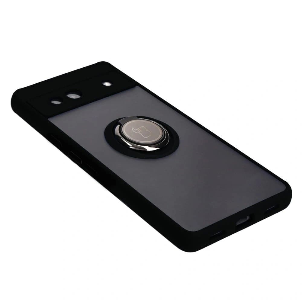Etui s úchytem na prst Bizon Case Hybrid Ring pro Google Pixel 7A kouřové s černým rámečkem - 4