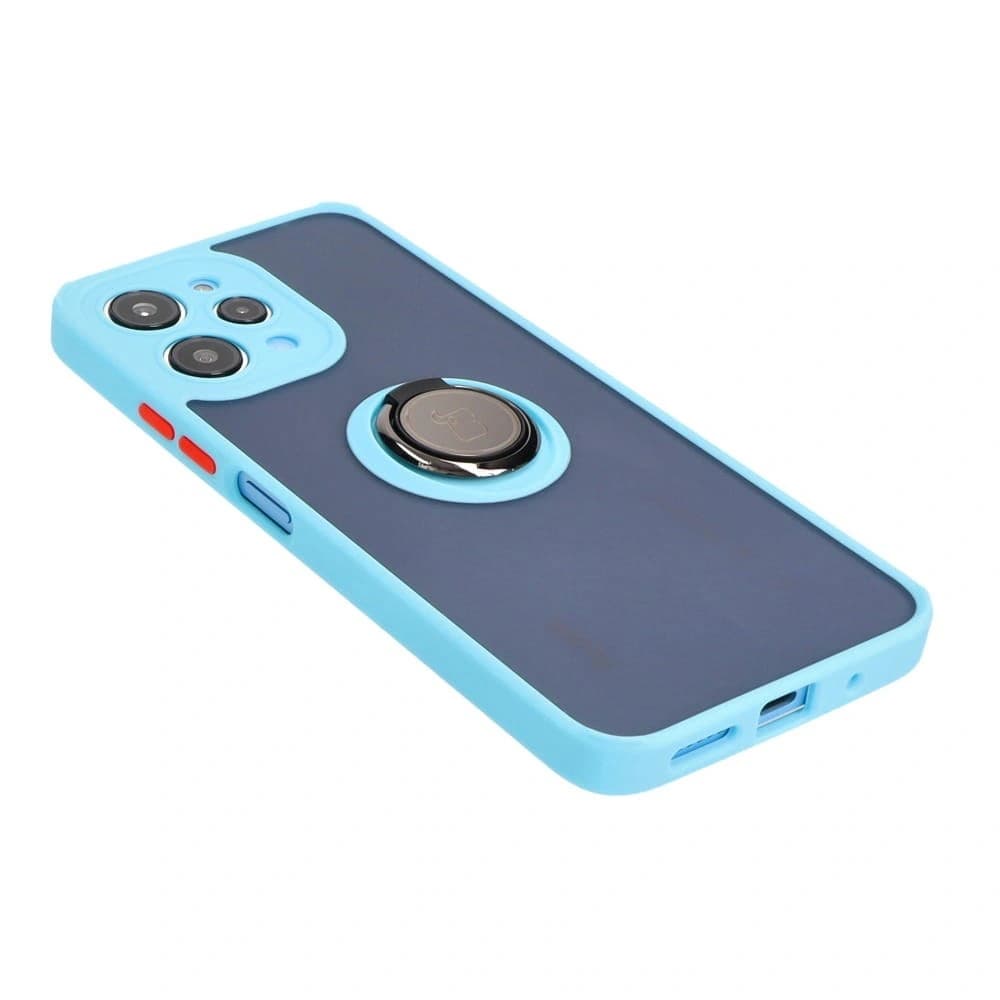 Bizon Case Hybrid Ring Xiaomi Redmi 12 füstös szürke világoskék kerettel - 4