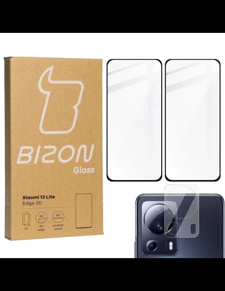 BIZON Edge 3D 2x screen glass + camera glass Xiaomi 13 Lite