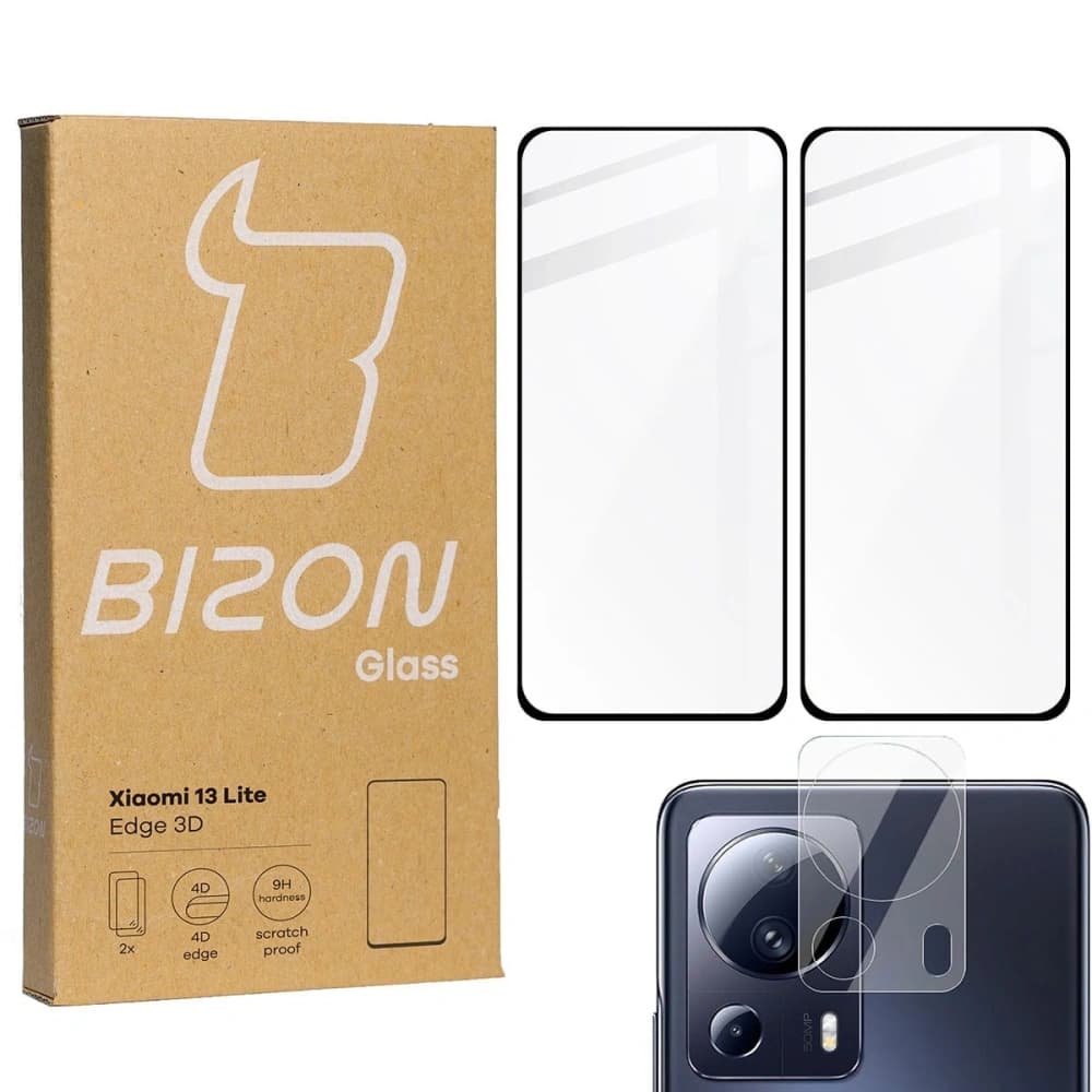BIZON Edge 3D 2x sticlă pentru ecran + sticlă pentru cameră Xiaomi 13 Lite - 1