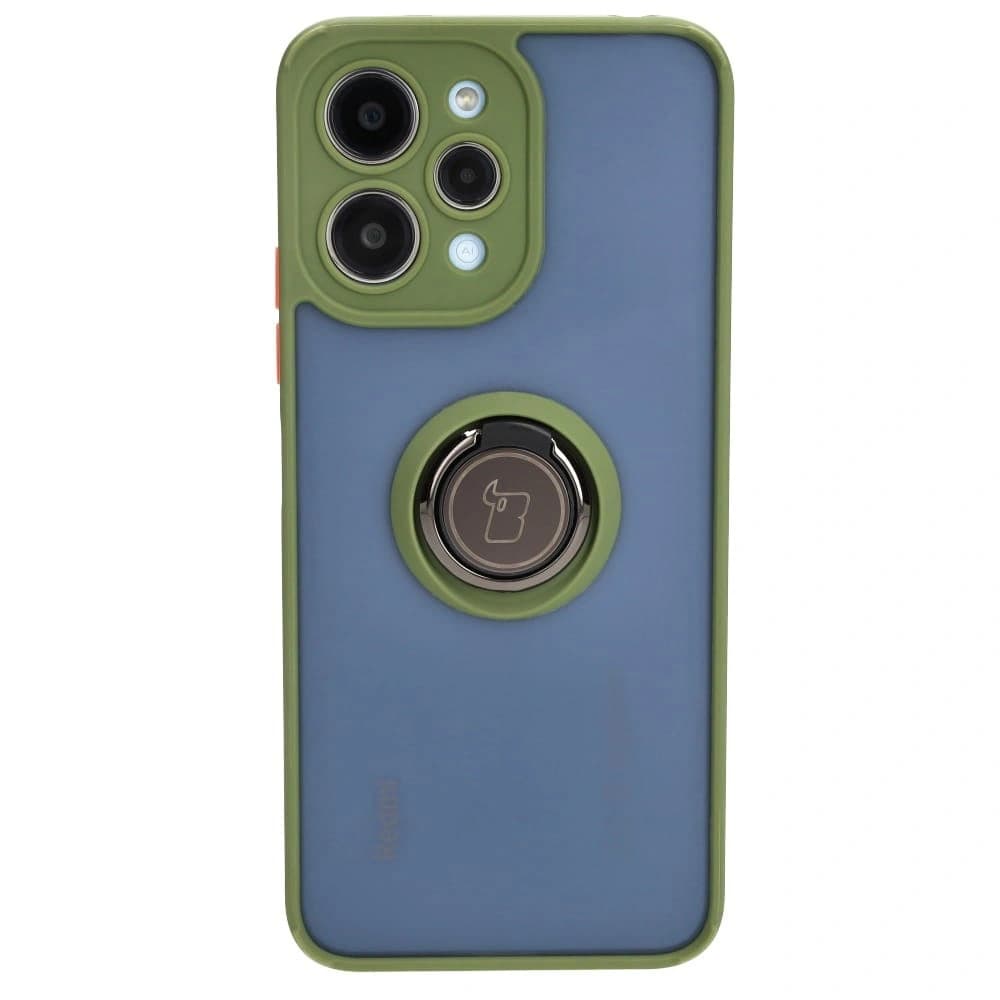 Bizon Case Hybrid Ring Xiaomi Redmi 12 rauchig mit einem grünen Rahmen - 2