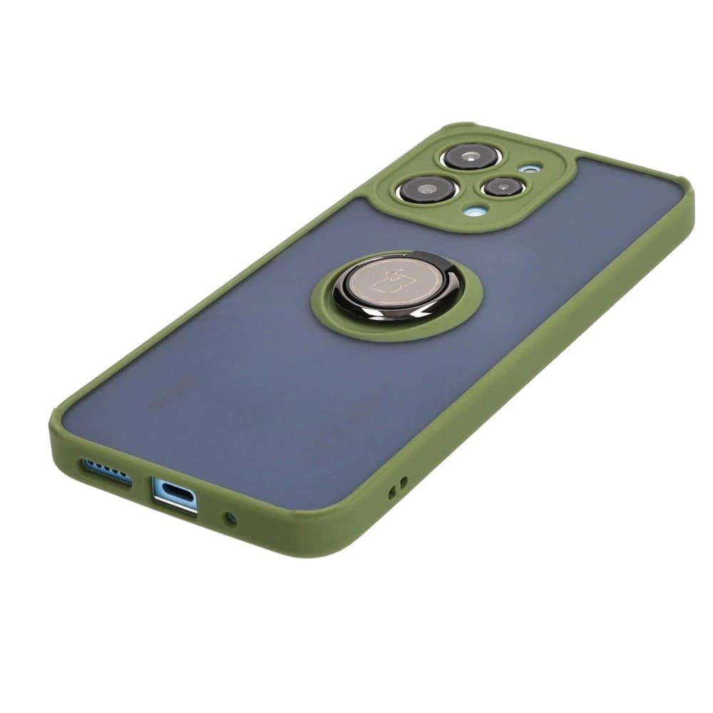 Bizon Case Hybrid Ring Xiaomi Redmi 12 rauchig mit einem grünen Rahmen - 3