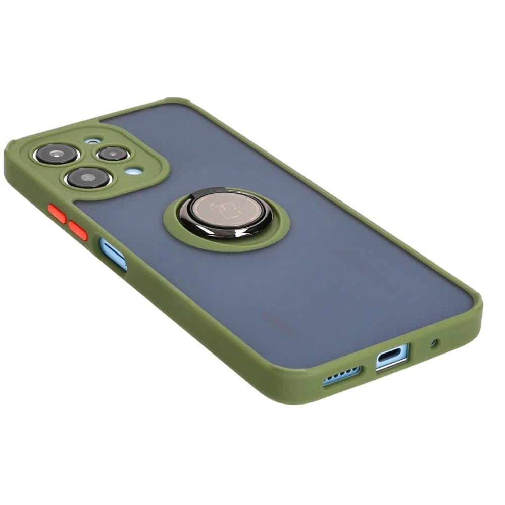 Bizon Case Hybrid Ring Xiaomi Redmi 12 rauchig mit einem grünen Rahmen - 4