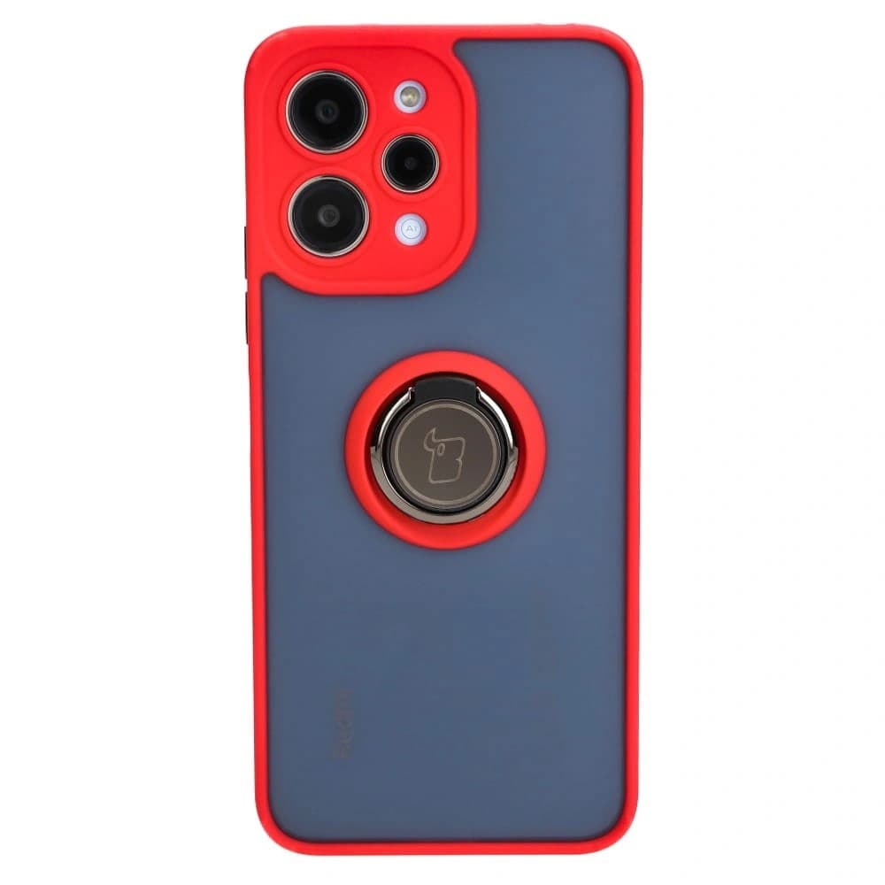 Bizon Case Hybrid Ring Xiaomi Redmi 12 rauchig mit einem roten Rahmen - 2