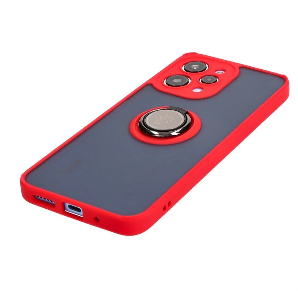 Bizon Case Hybrid Ring Xiaomi Redmi 12 rauchig mit einem roten Rahmen - 3