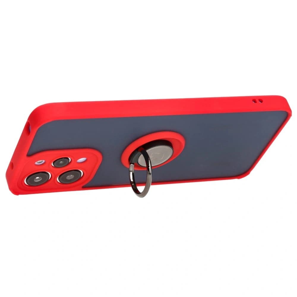 Bizon Case Hybrid Ring Xiaomi Redmi 12 rauchig mit einem roten Rahmen - 5