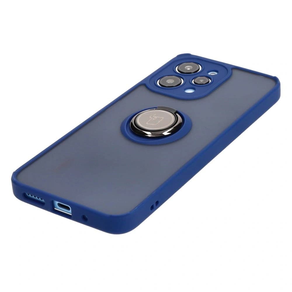 Etui z uchwytem na palec Bizon Case Hybrid Ring do Xiaomi Redmi 12 kouřové s modrým rámem - 3