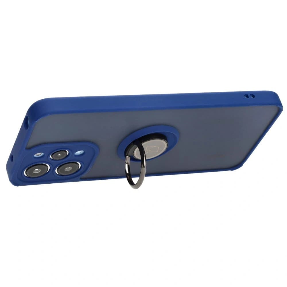 Etui z uchwytem na palec Bizon Case Hybrid Ring do Xiaomi Redmi 12 kouřové s modrým rámem - 5