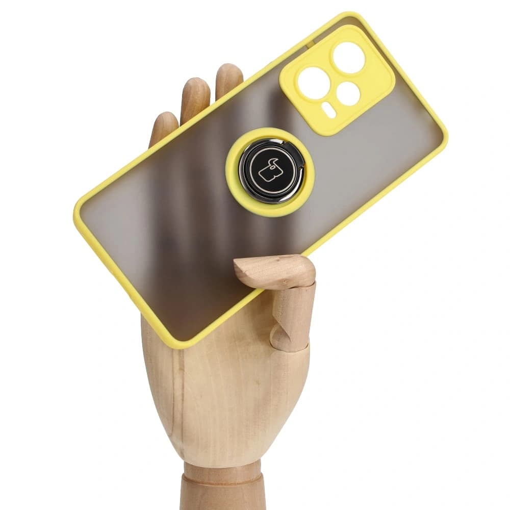 Bizon Case Hybrid Ring Xiaomi Redmi Note 12 Pro+ 5G fumuriu cu un cadru galben - 6