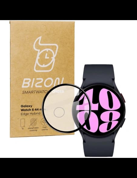 Sklo hybridní Bizon Glass Watch Edge Hybrid pro Samsung Galaxy Watch 6 44mm černé