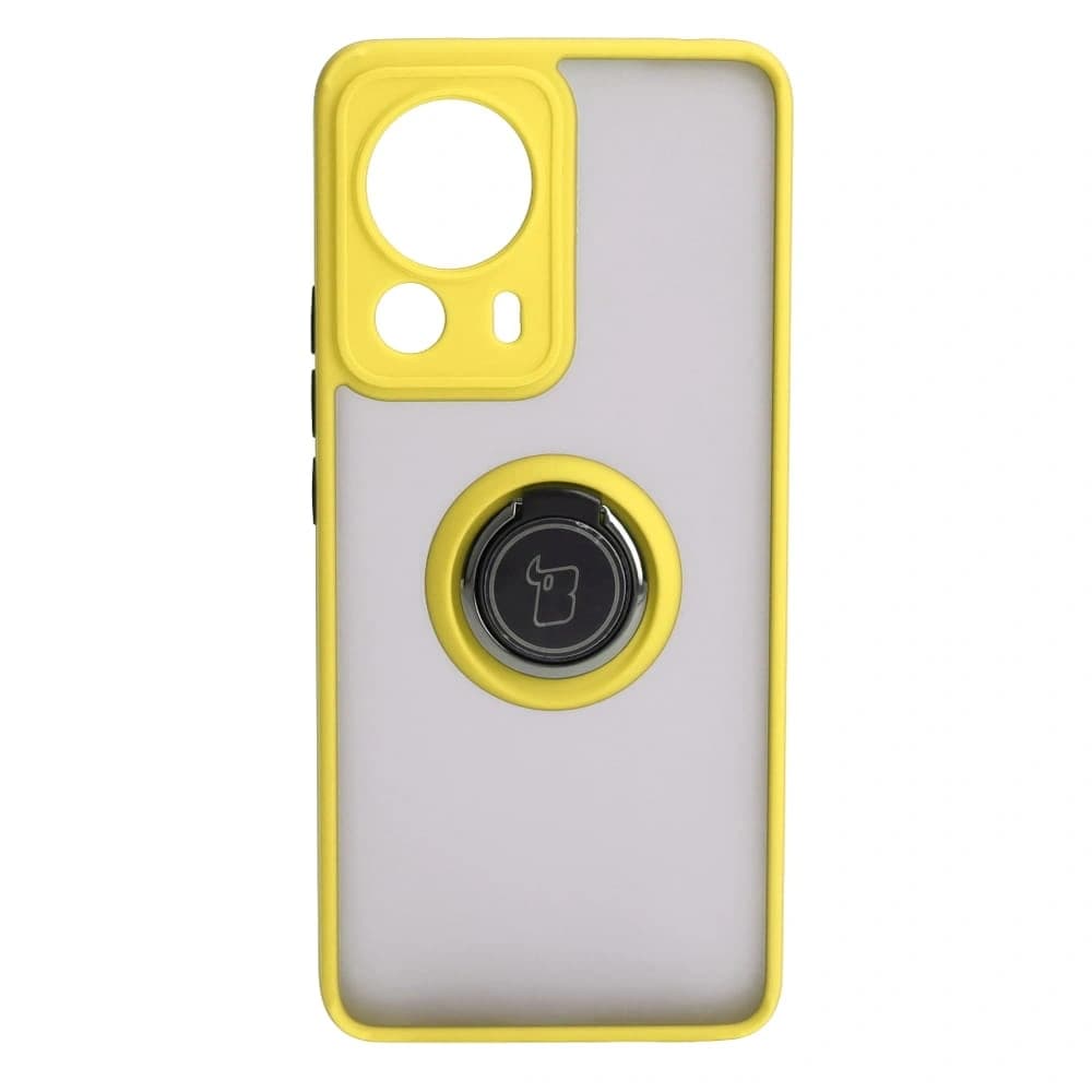 Bizon Case Hybrid Ring Xiaomi 13 Lite rauchig mit einem gelben Rahmen - 2