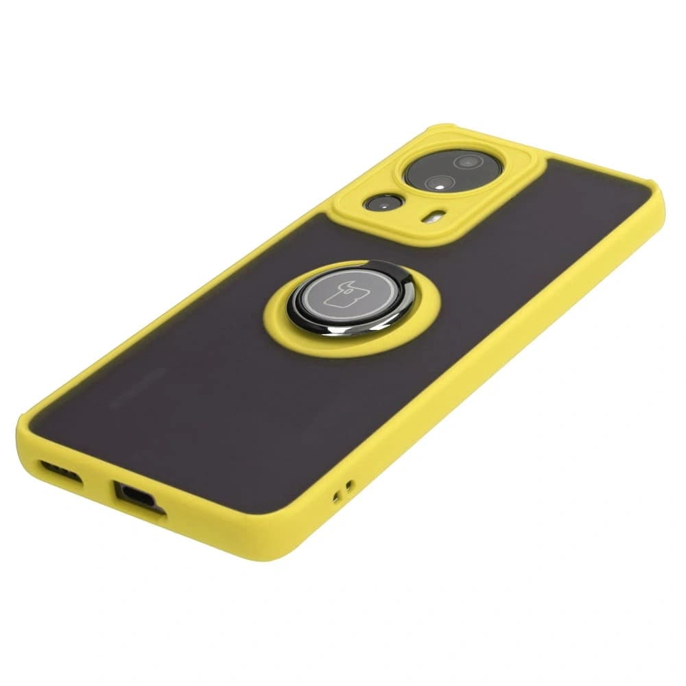 Bizon Case Hybrid Ring Xiaomi 13 Lite rauchig mit einem gelben Rahmen - 3