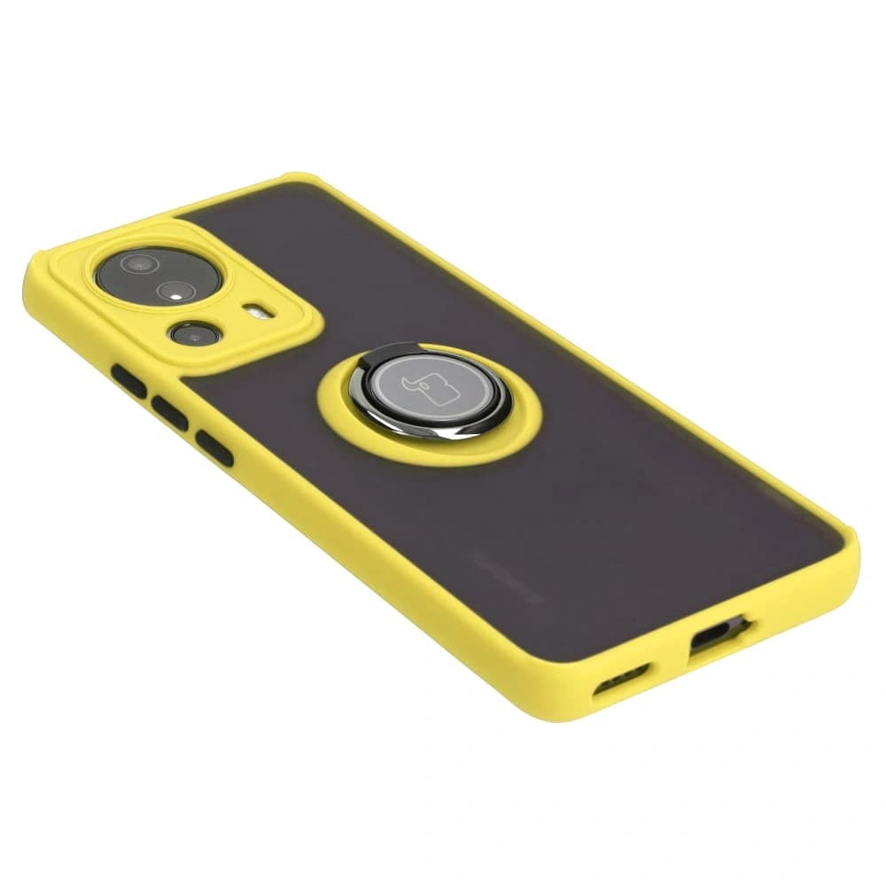 Bizon Case Hybrid Ring Xiaomi 13 Lite rauchig mit einem gelben Rahmen - 4