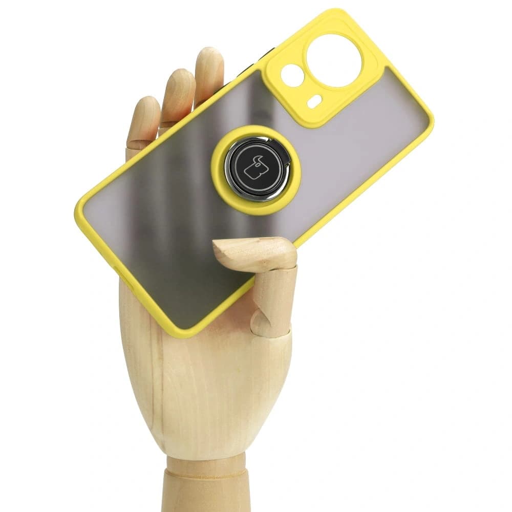 Bizon Case Hybrid Ring Xiaomi 13 Lite rauchig mit einem gelben Rahmen - 6