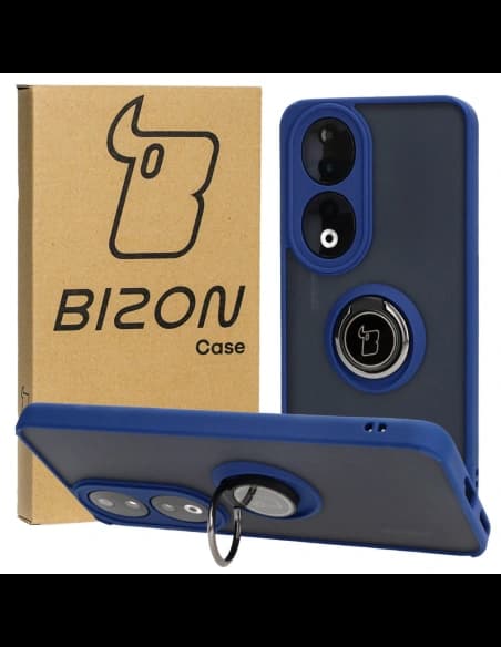 Bizon Case Hybrid Ring Honor 90 smoky with a navy blue frame