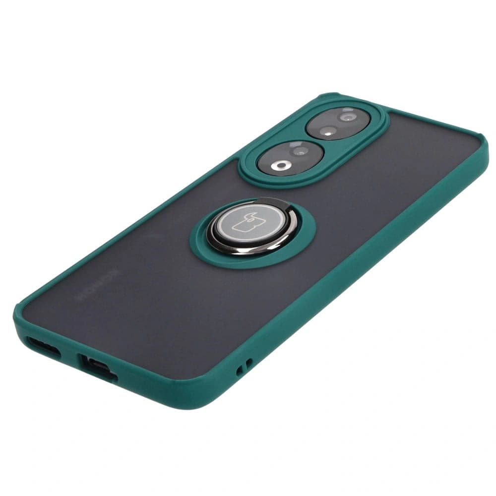 Bizon Case Hybrid Ring Honor 90 fumuriu cu un cadru de culoare verde închis - 3