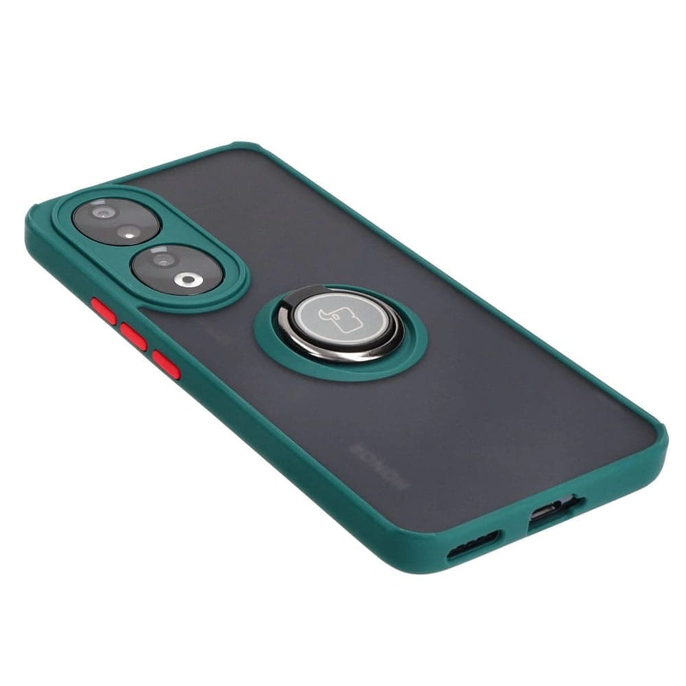 Bizon Case Hybrid Ring Honor 90 fumuriu cu un cadru de culoare verde închis - 4