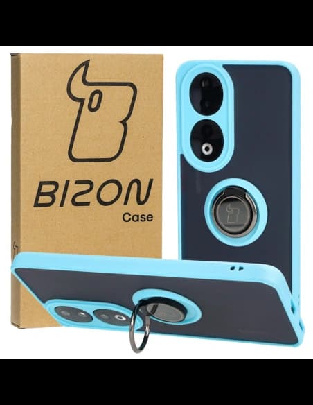 Bizon Case Hybrid Ring Honor 90 smoky with a light blue frame