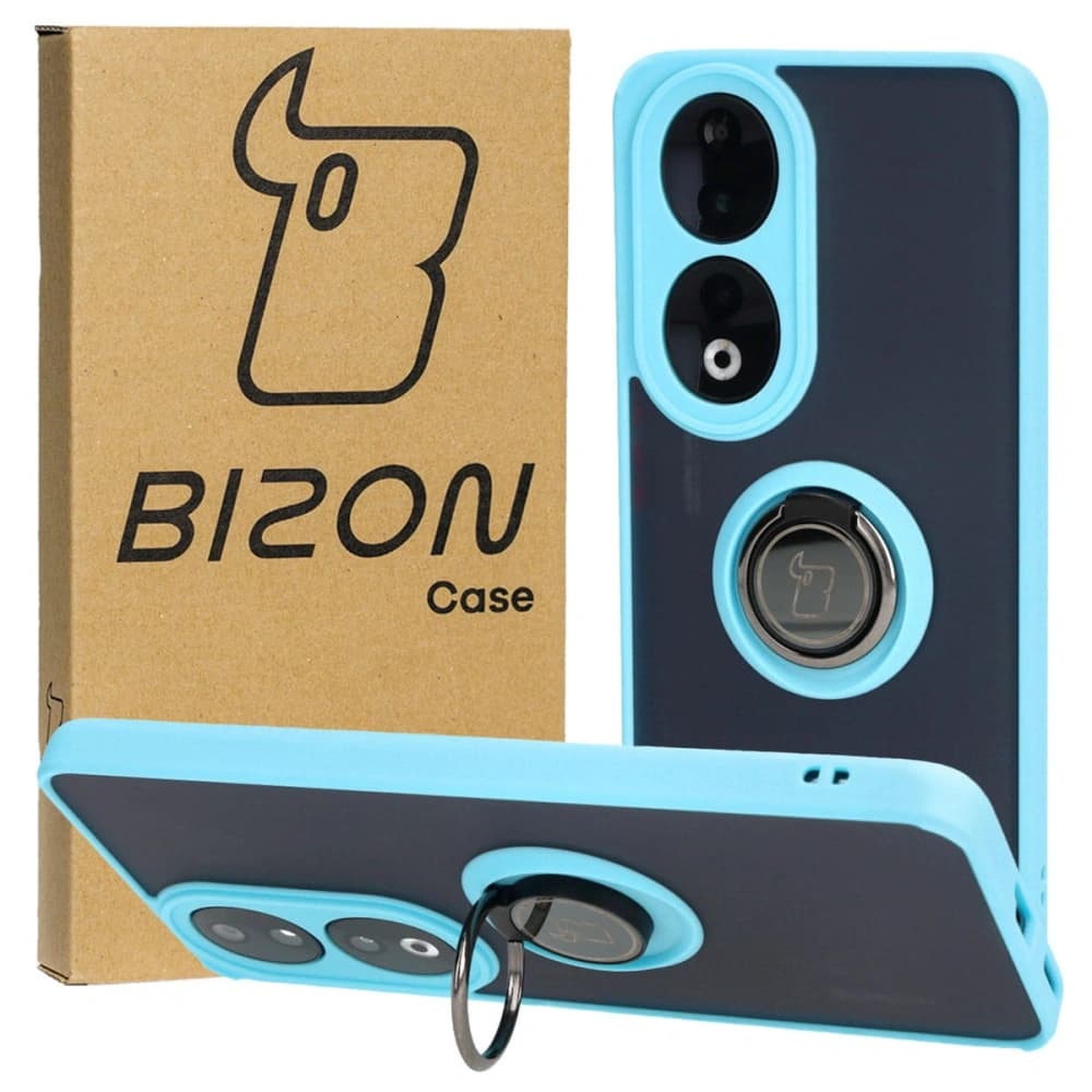 Bizon Case Hybrid Ring Honor 90 rauchig mit einem hellblauen Rahmen - 1