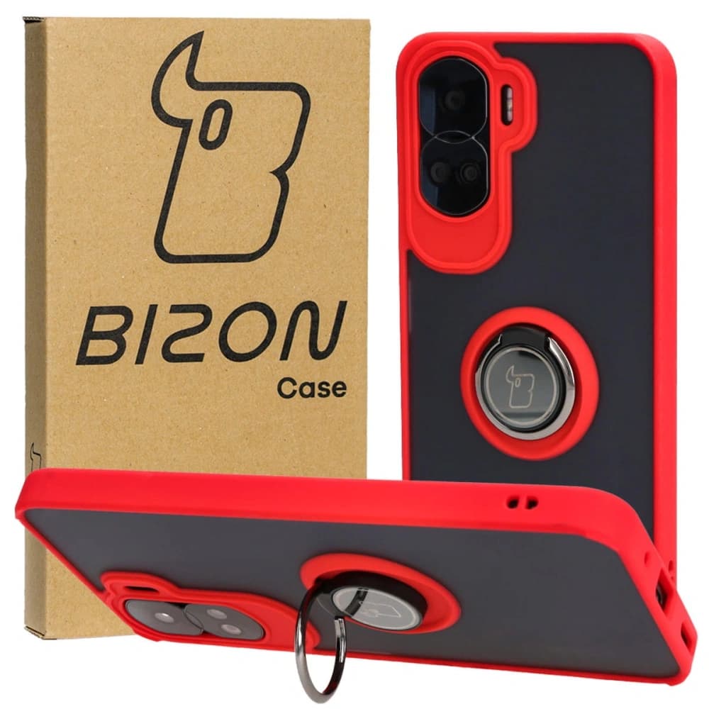 Bizon Case Hybrid Ring Honor 90 Lite füstös piros kerettel - 1