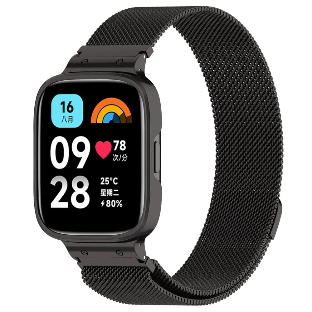 Bizon Strap + Carcasa Lant Ceas Xiaomi Redmi Watch 3 Active negru - 1