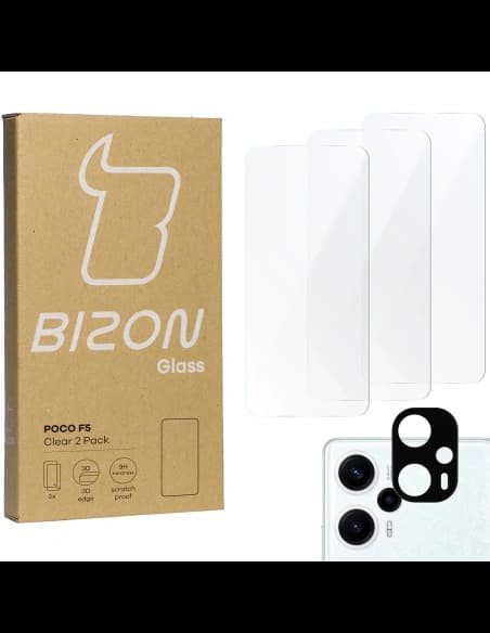 BIZON Clear 3x screen glass + camera glass Xiaomi Poco F5
