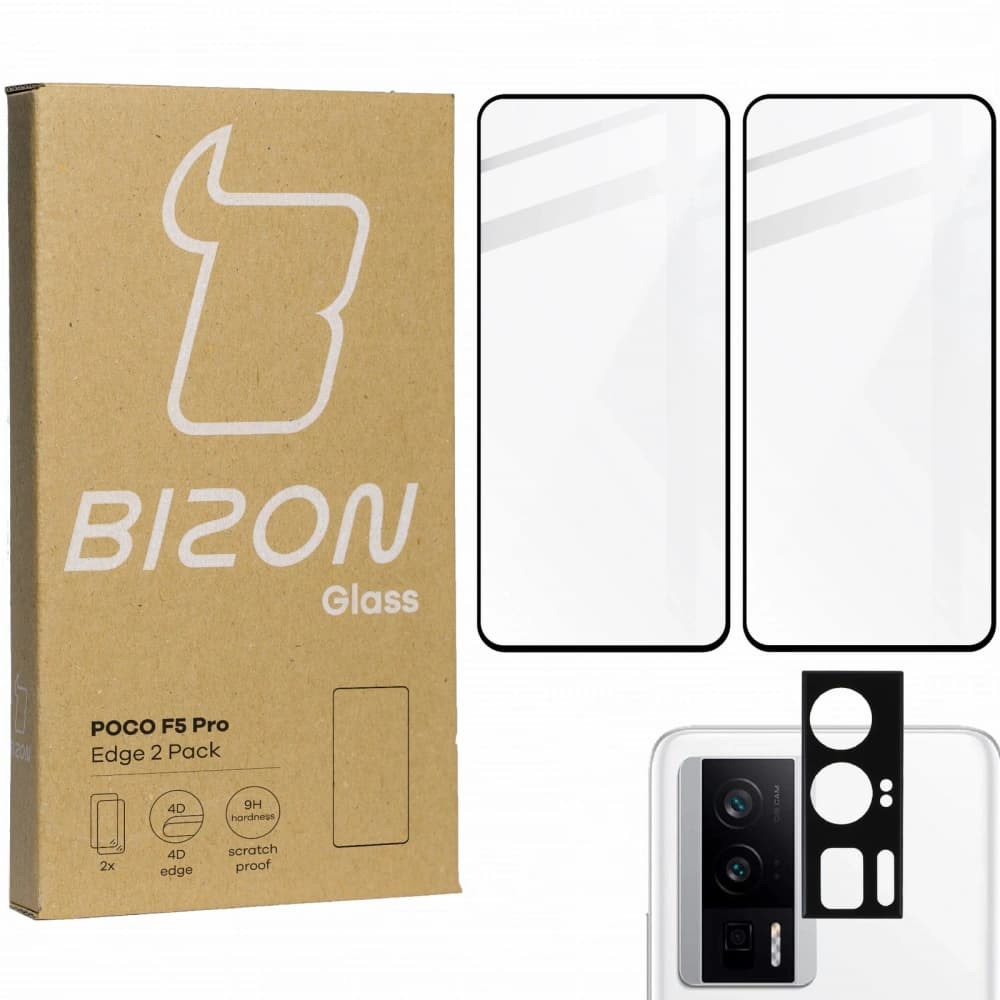 BIZON Edge Pack 2x Bildschirmglas + Kameraglas Xiaomi Poco F5 Pro - 1