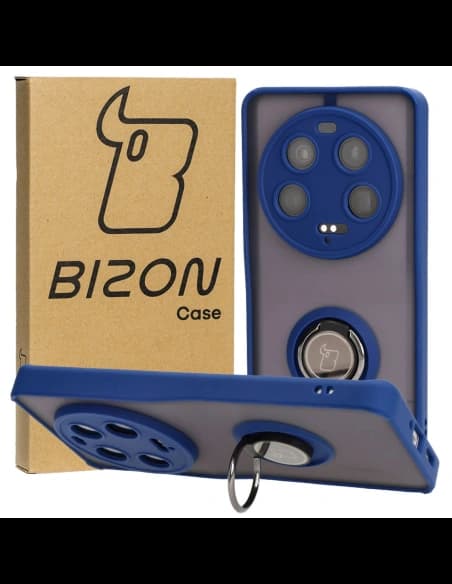Bizon Case Hybrid Ring Xiaomi 13 Ultra smoky with a navy blue frame