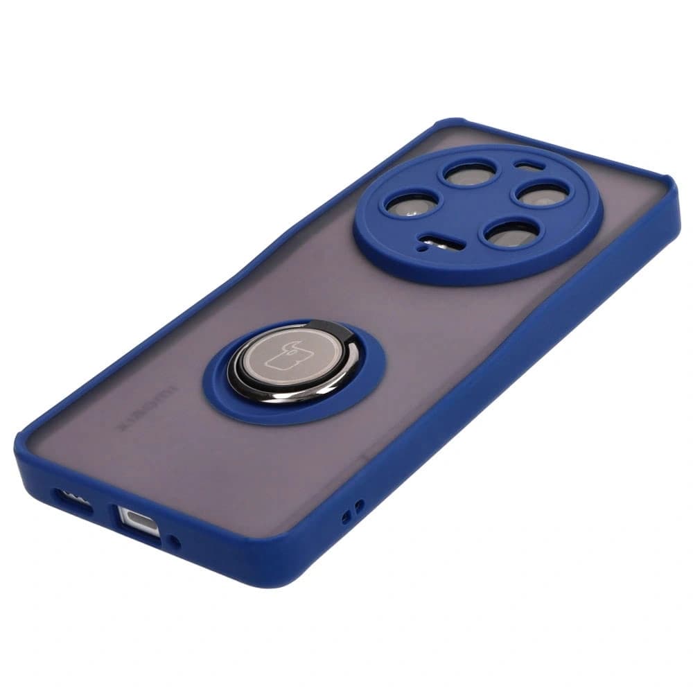Bizon Case Hybrid Ring Xiaomi 13 Ultra smoky with a navy blue frame - 3