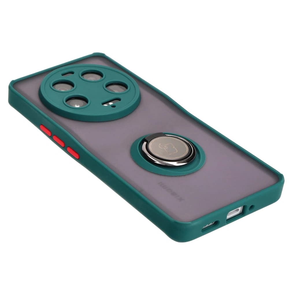 Bizon Case Hybrid Ring Xiaomi 13 Ultra smoky with a dark green frame - 4