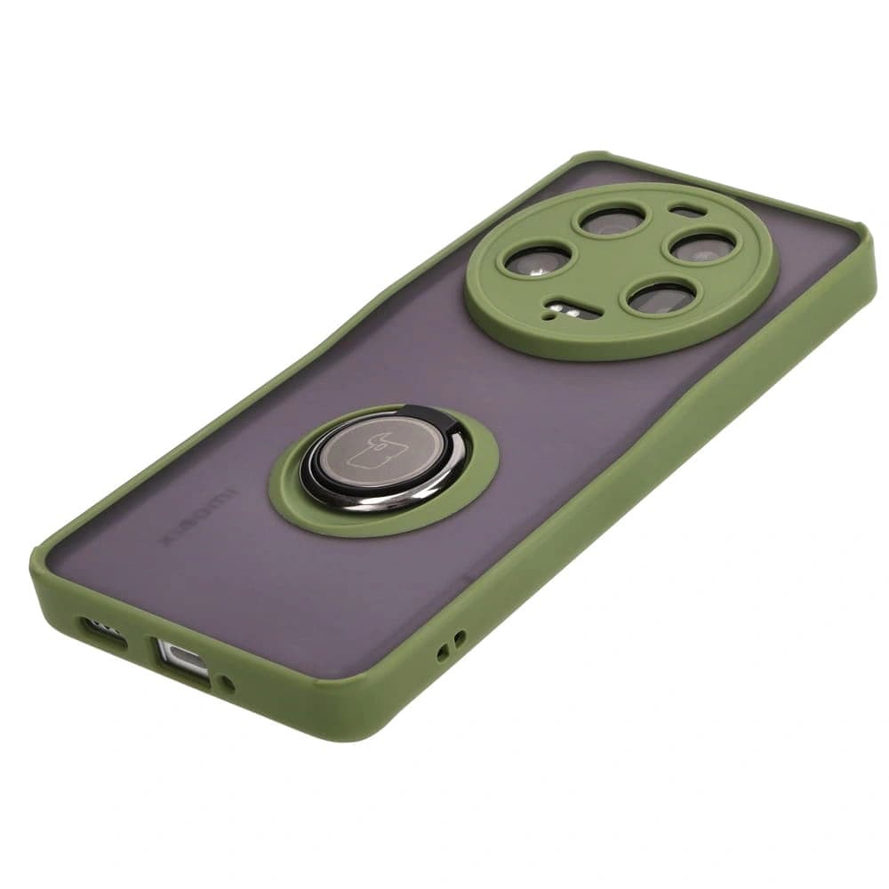 Bizon Case Hybrid Ring Xiaomi 13 Ultra smoky with a green frame - 3