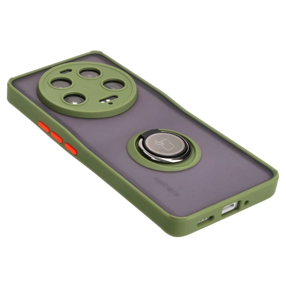 Bizon Case Hybrid Ring Xiaomi 13 Ultra smoky with a green frame - 4