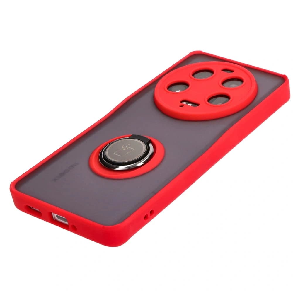 Bizon Case Hybrid Ring Xiaomi 13 Ultra smoky with a red frame - 3