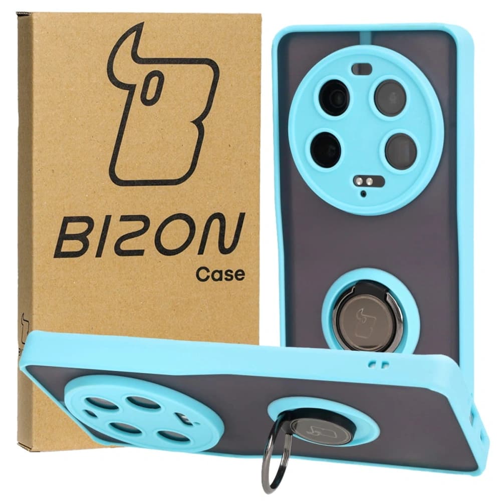 Bizon Case Hybrid Ring Xiaomi 13 Ultra smoky with a light blue frame - 1