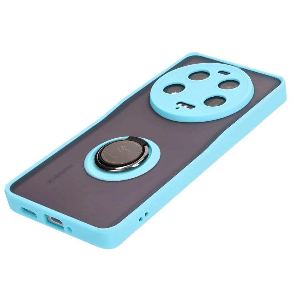 Bizon Case Hybrid Ring Xiaomi 13 Ultra smoky with a light blue frame - 3