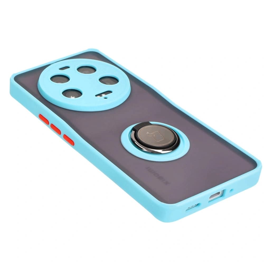 Bizon Case Hybrid Ring Xiaomi 13 Ultra smoky with a light blue frame - 4