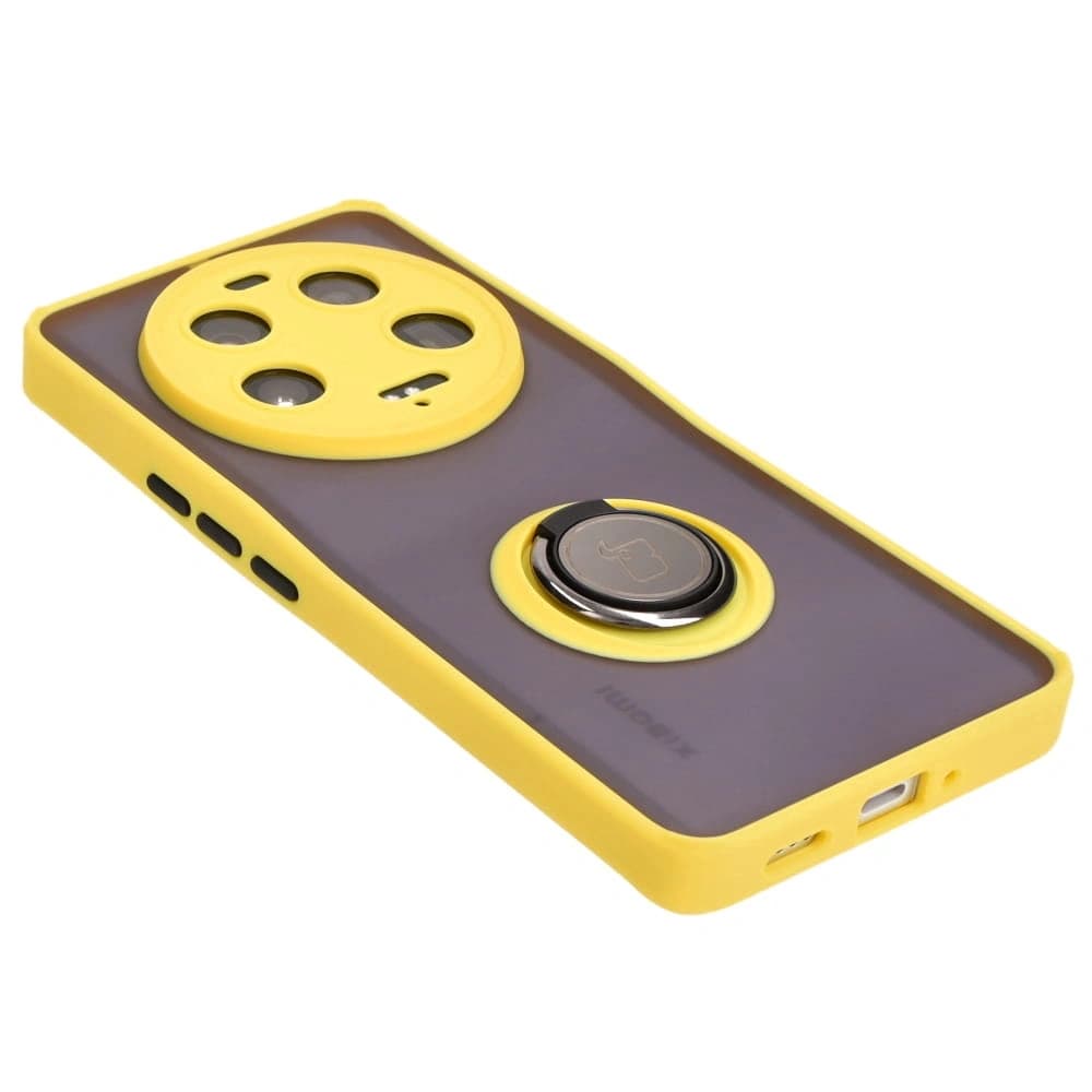 Bizon Case Hybrid Ring Xiaomi 13 Ultra smoky with a yellow frame - 4