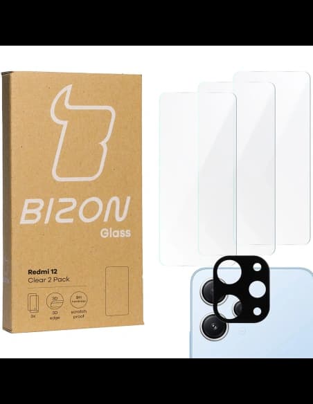 BIZON Klar 3x Bildschirmglas + Kameraglas Xiaomi Redmi 12