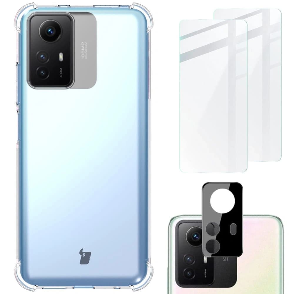 Bizon Case Clear Pack Hülle + 2x Schutzglas + Linsen Glas Xiaomi Redmi Note 12S klar - 1