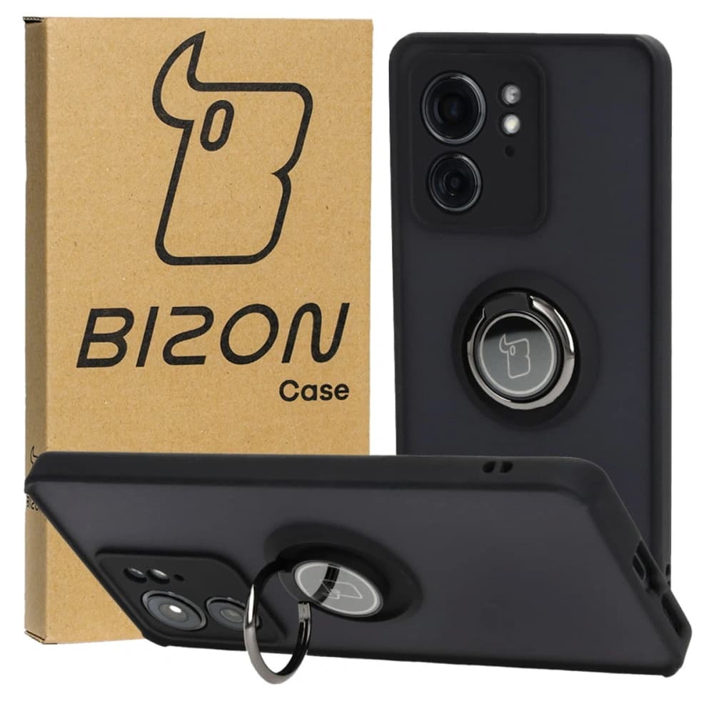 Culoare hibridă Bizon Case pentru Motorola Edge 40, fumurie cu un cadru negru. - 1