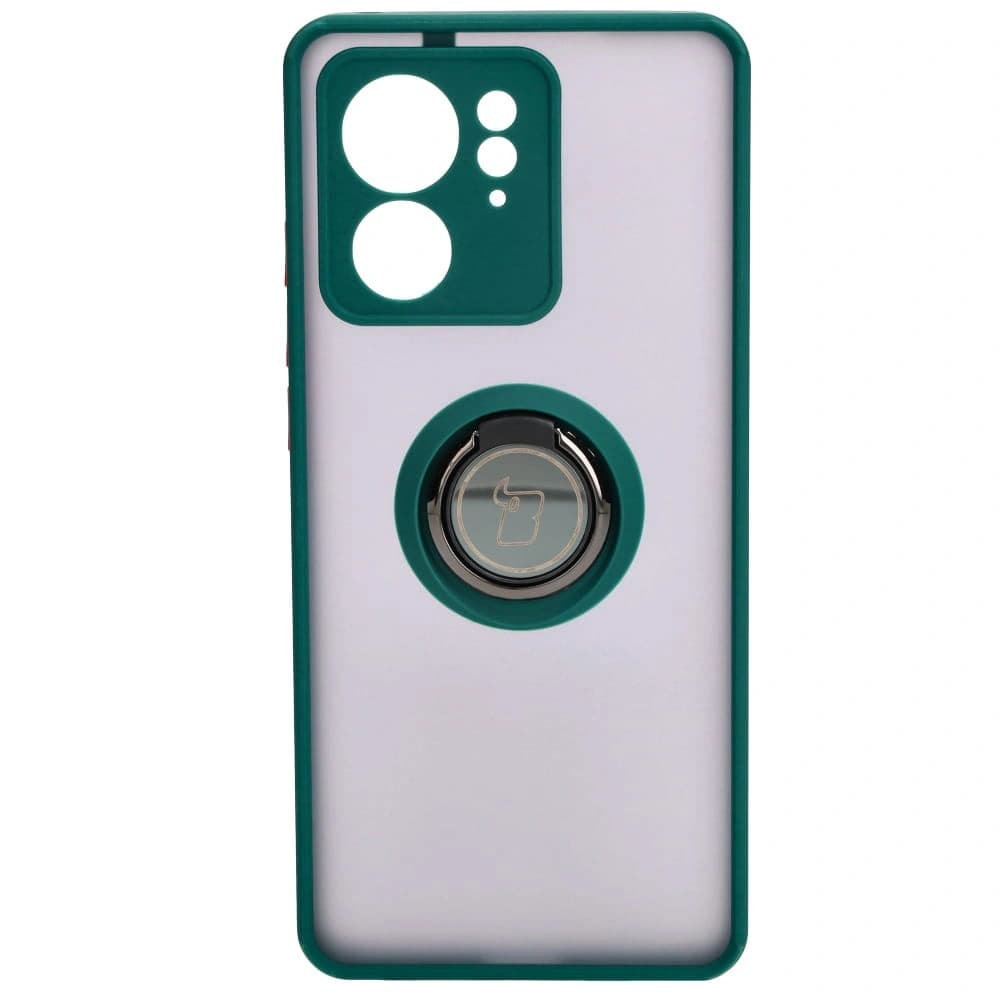 Caz hibrid Bizon Ring pentru Motorola Edge 40 fumuriu cu un cadru verde închis - 2