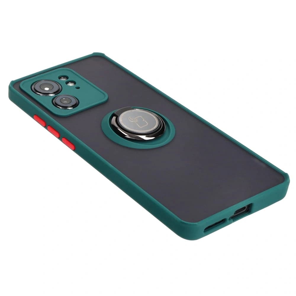 Caz hibrid Bizon Ring pentru Motorola Edge 40 fumuriu cu un cadru verde închis - 4