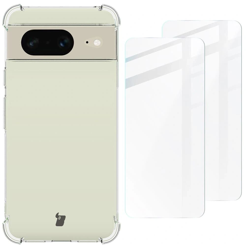 Etui + 2x sklo na displej Bizon Case Clear Pack pro Google Pixel 8 průhledné - 1