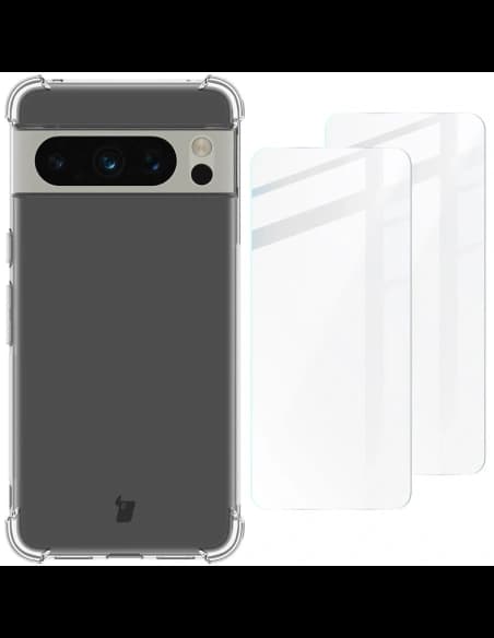 Etui + 2x szkło na ekran Bizon Case Clear Pack do Google Pixel 8 Pro przezroczyste