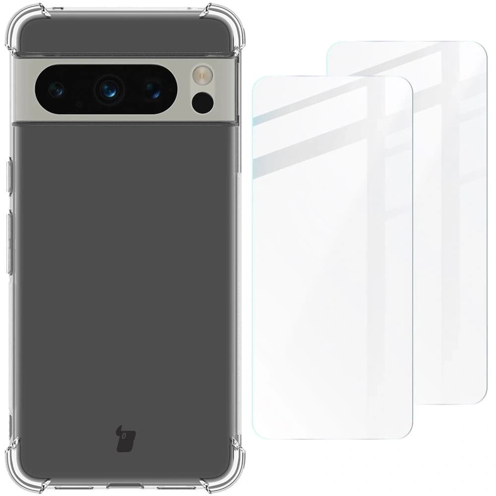 Bizon Case Clear Pack Hülle + 2x Displayschutzglas Google Pixel 8 Pro klar - 1